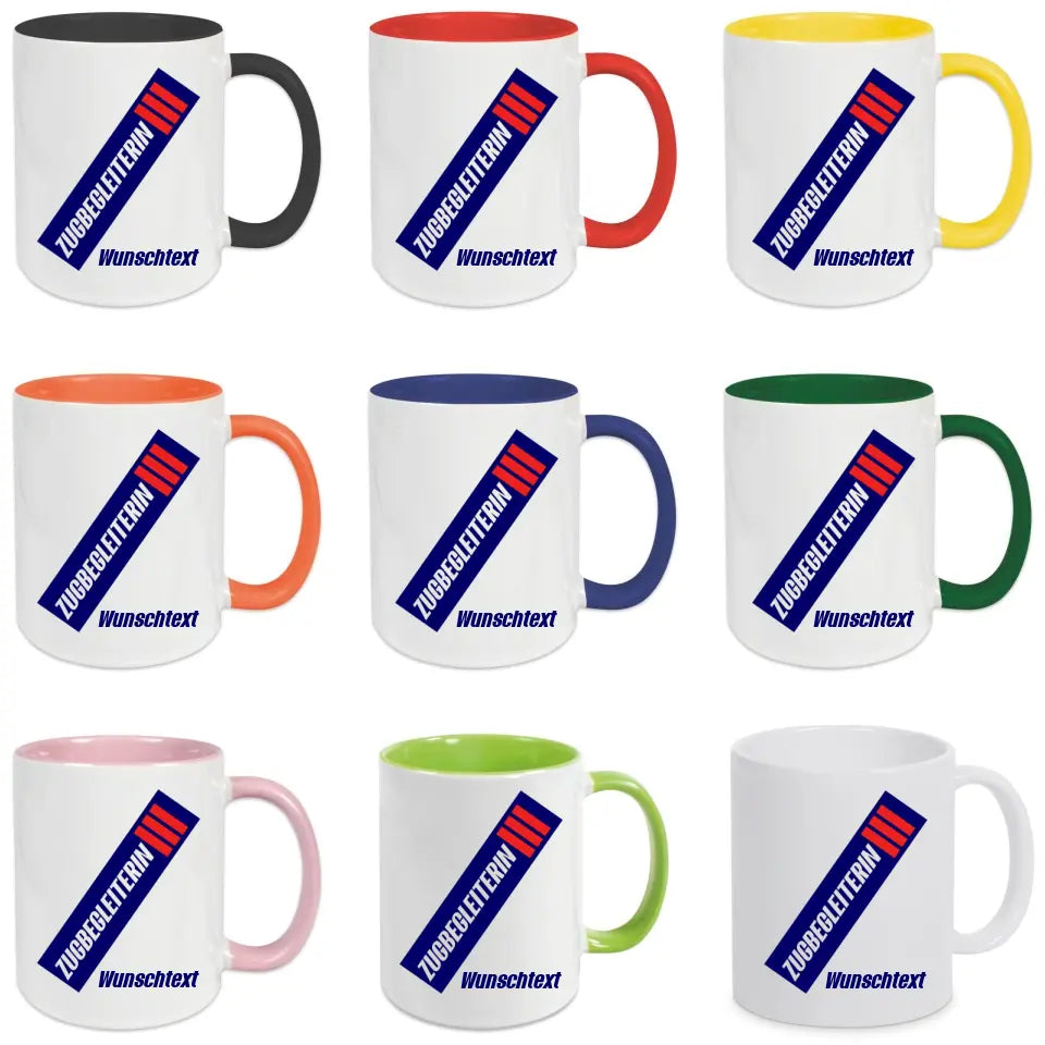 Keramik-Tasse - Zugbegleiterin in verschiedenen Farben und Kombinationen - Personalisiert