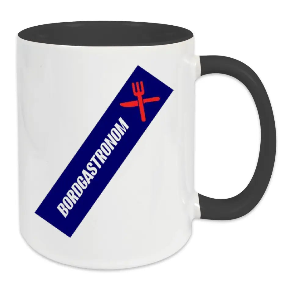 Keramik-Tasse - Bordgastronom (Messer & Gabel) in verschiedenen Farben und Kombinationen