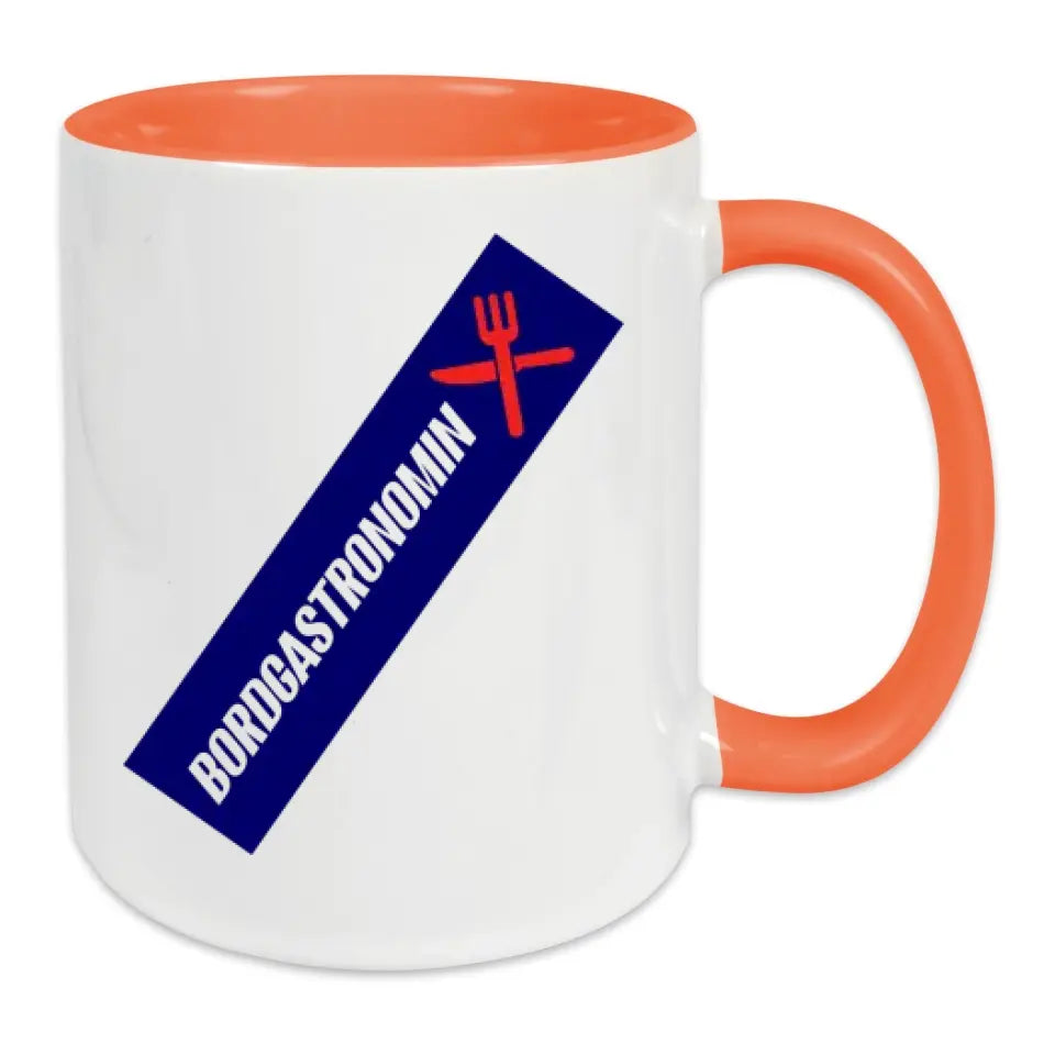 Keramik-Tasse - Bordgastronomin (Messer & Gabel) in verschiedenen Farben und Kombinationen