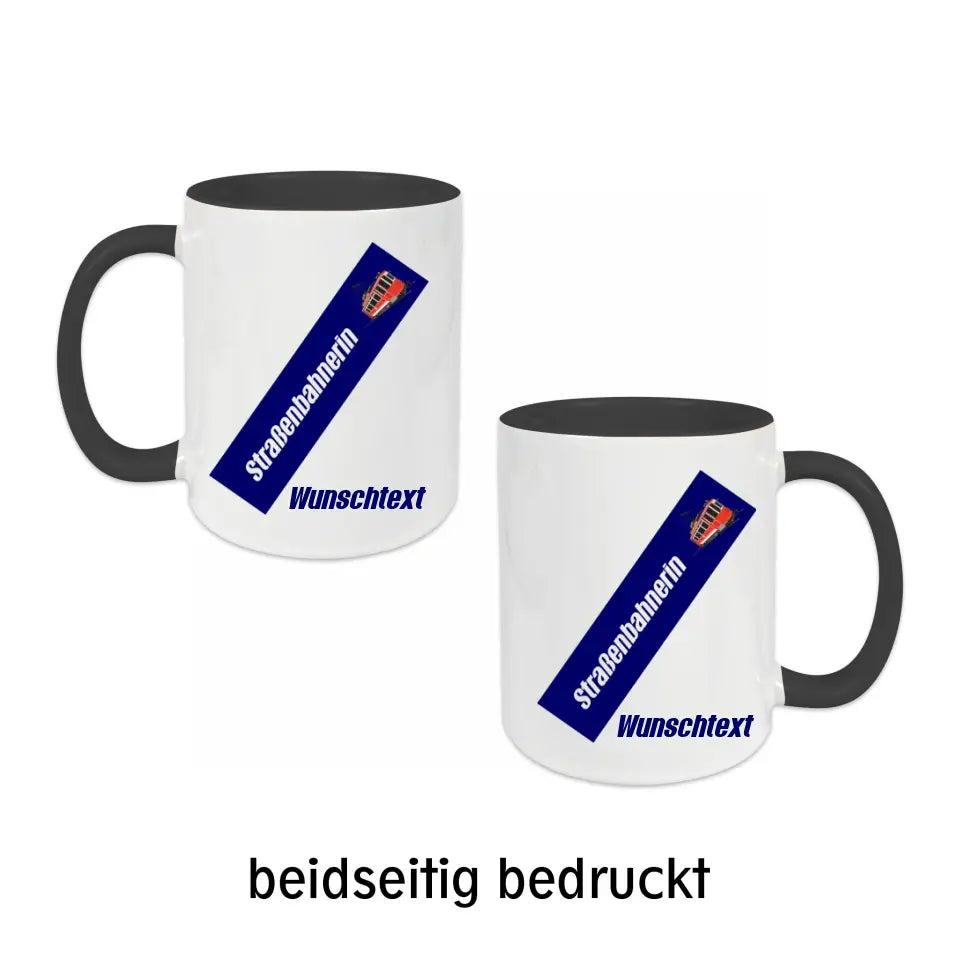 Keramik-Tasse - Straßenbahnerin in verschiedenen Farben und Kombinationen - Personalisiert