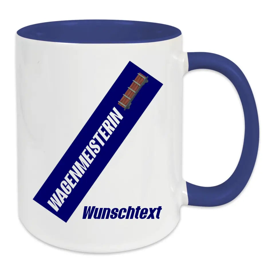 Keramik-Tasse - Wagenmeisterin in verschiedenen Farben und Kombinationen - Personalisiert