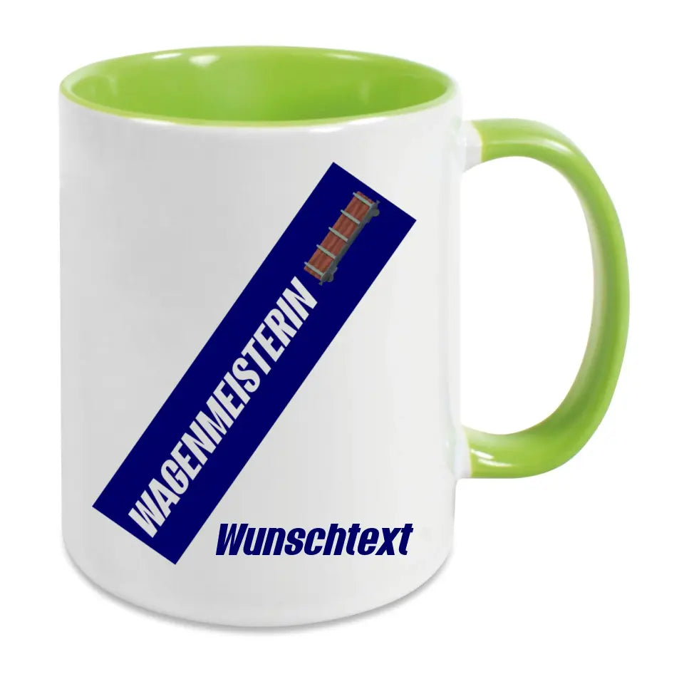 Keramik-Tasse - Wagenmeisterin in verschiedenen Farben und Kombinationen - Personalisiert