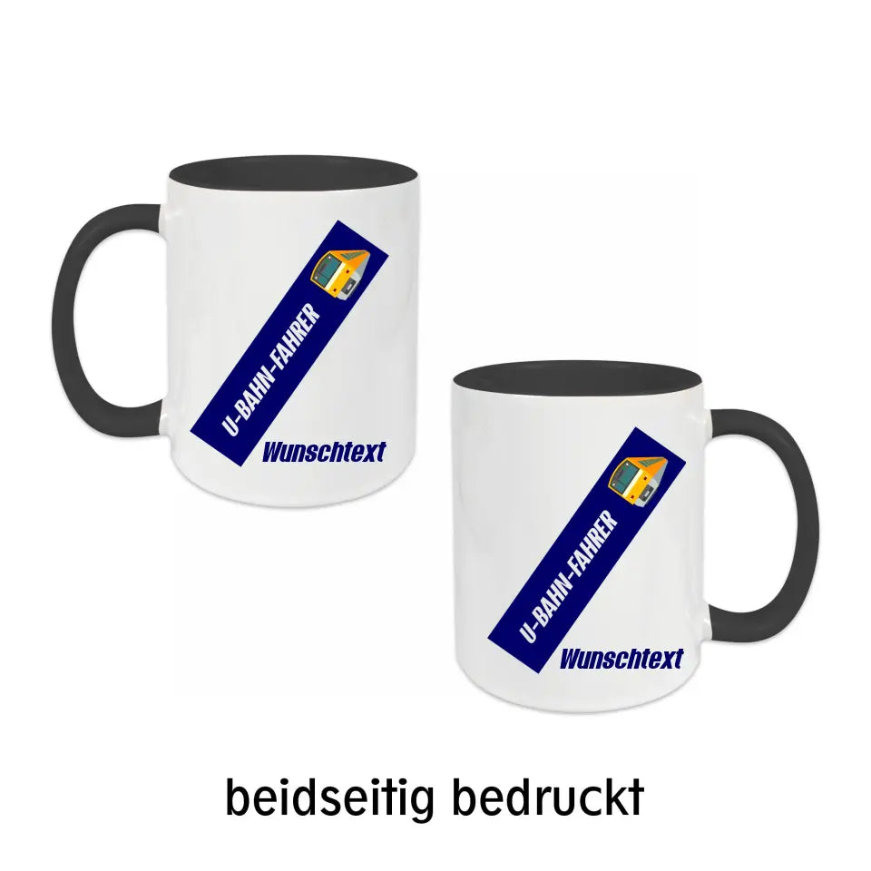 Keramik-Tasse - U-Bahn-Fahrer in verschiedenen Farben und Kombinationen - Personalisiert