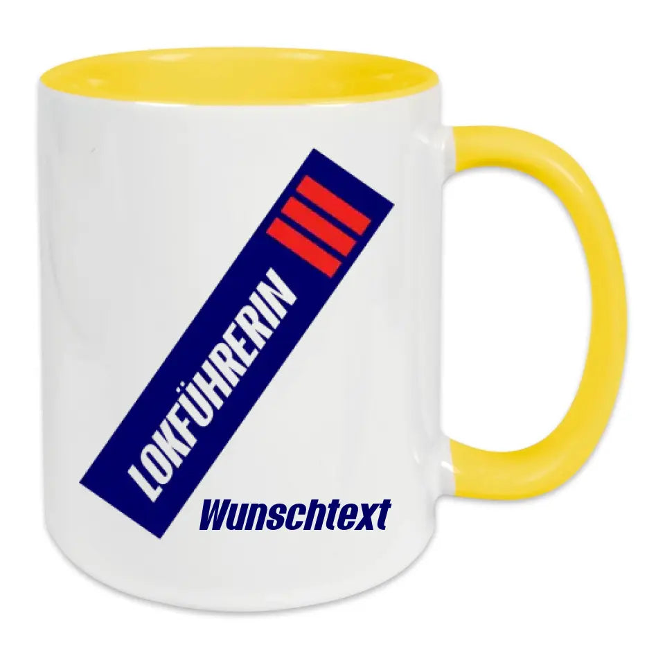 Keramik-Tasse - Lokführerin in verschiedenen Farben und Kombinationen - Personalisiert