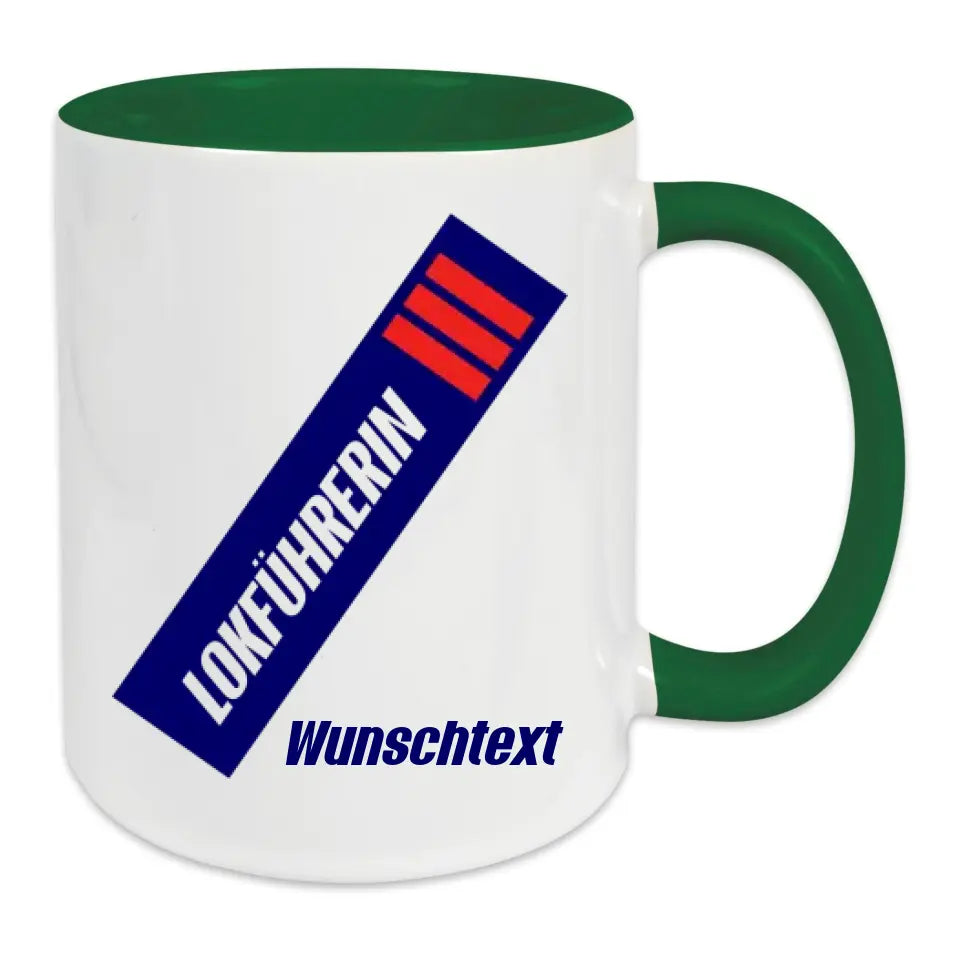 Keramik-Tasse - Lokführerin in verschiedenen Farben und Kombinationen - Personalisiert