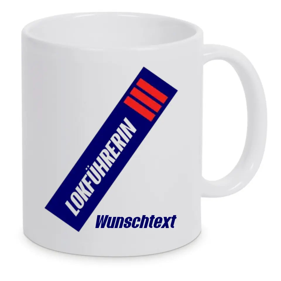 Keramik-Tasse - Lokführerin in verschiedenen Farben und Kombinationen - Personalisiert