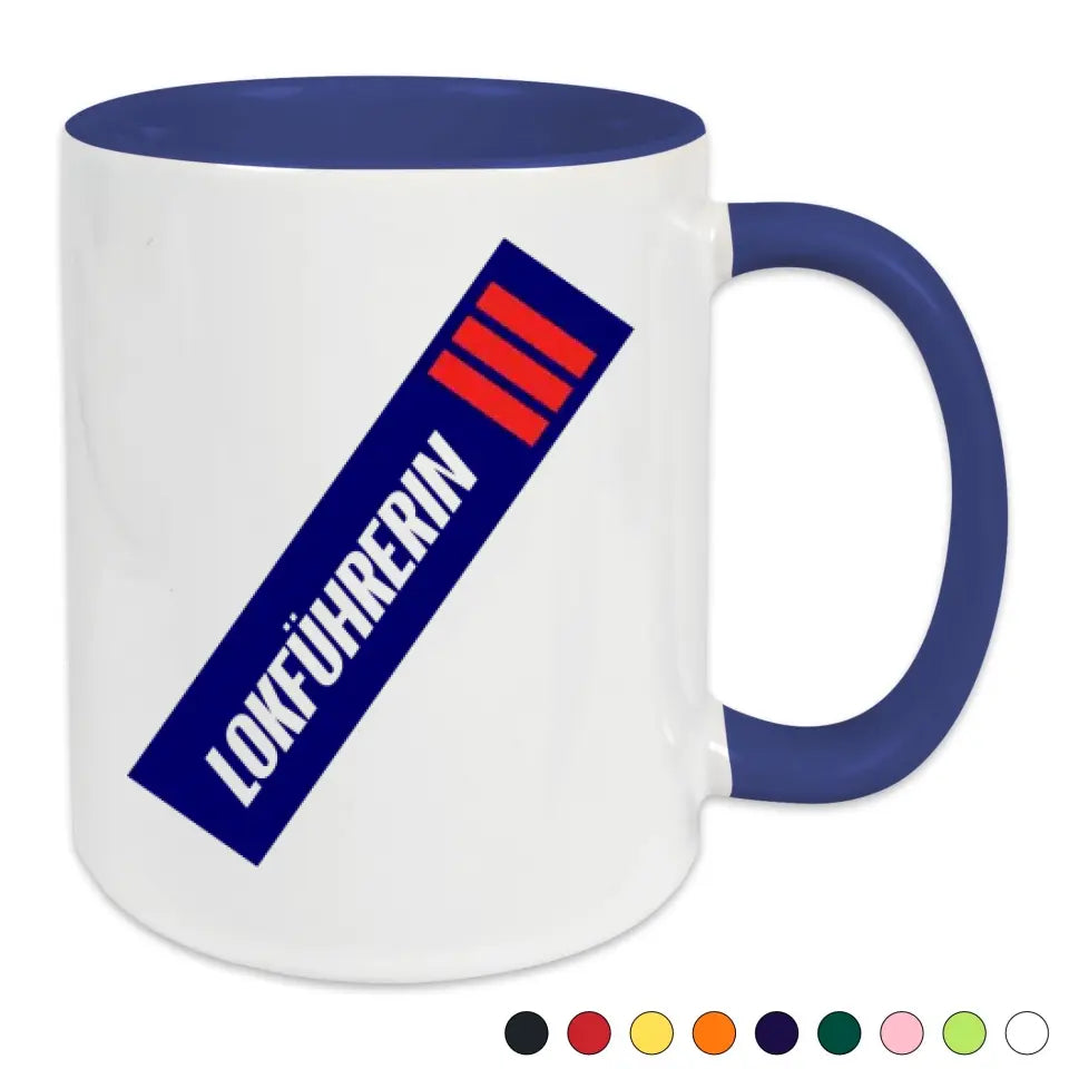 Keramik-Tasse - Lokführerin in verschiedenen Farben und Kombinationen