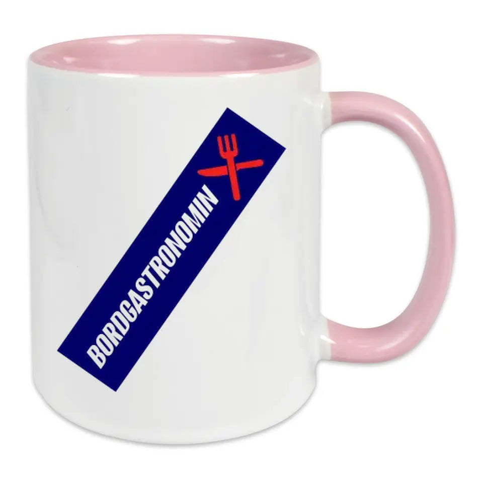 Keramik-Tasse - Bordgastronomin (Messer & Gabel) in verschiedenen Farben und Kombinationen