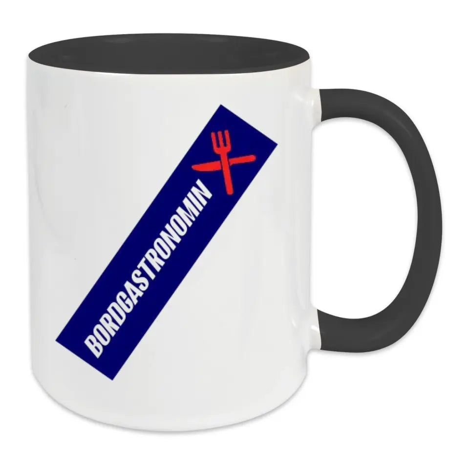 Keramik-Tasse - Bordgastronomin (Messer & Gabel) in verschiedenen Farben und Kombinationen