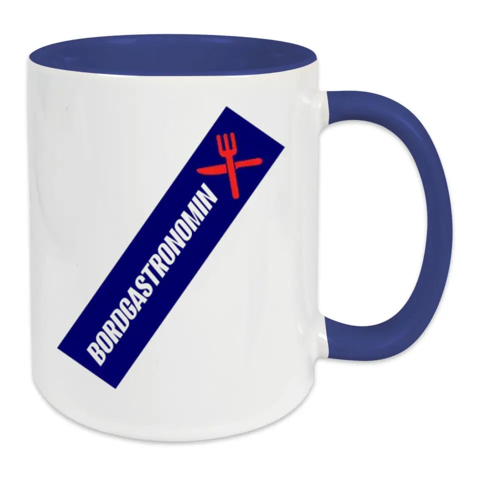 Keramik-Tasse - Bordgastronomin (Messer & Gabel) in verschiedenen Farben und Kombinationen
