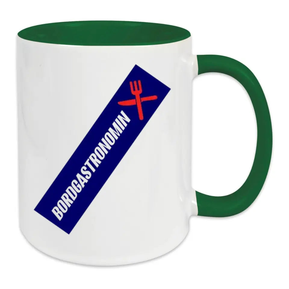 Keramik-Tasse - Bordgastronomin (Messer & Gabel) in verschiedenen Farben und Kombinationen