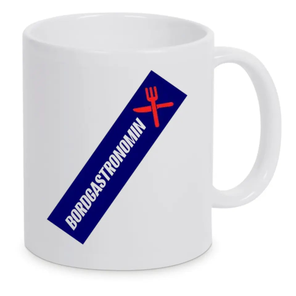 Keramik-Tasse - Bordgastronomin (Messer & Gabel) in verschiedenen Farben und Kombinationen