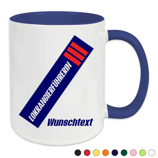 Keramik-Tasse - Lokrangierführerin in verschiedenen Farben und Kombinationen - Personalisiert