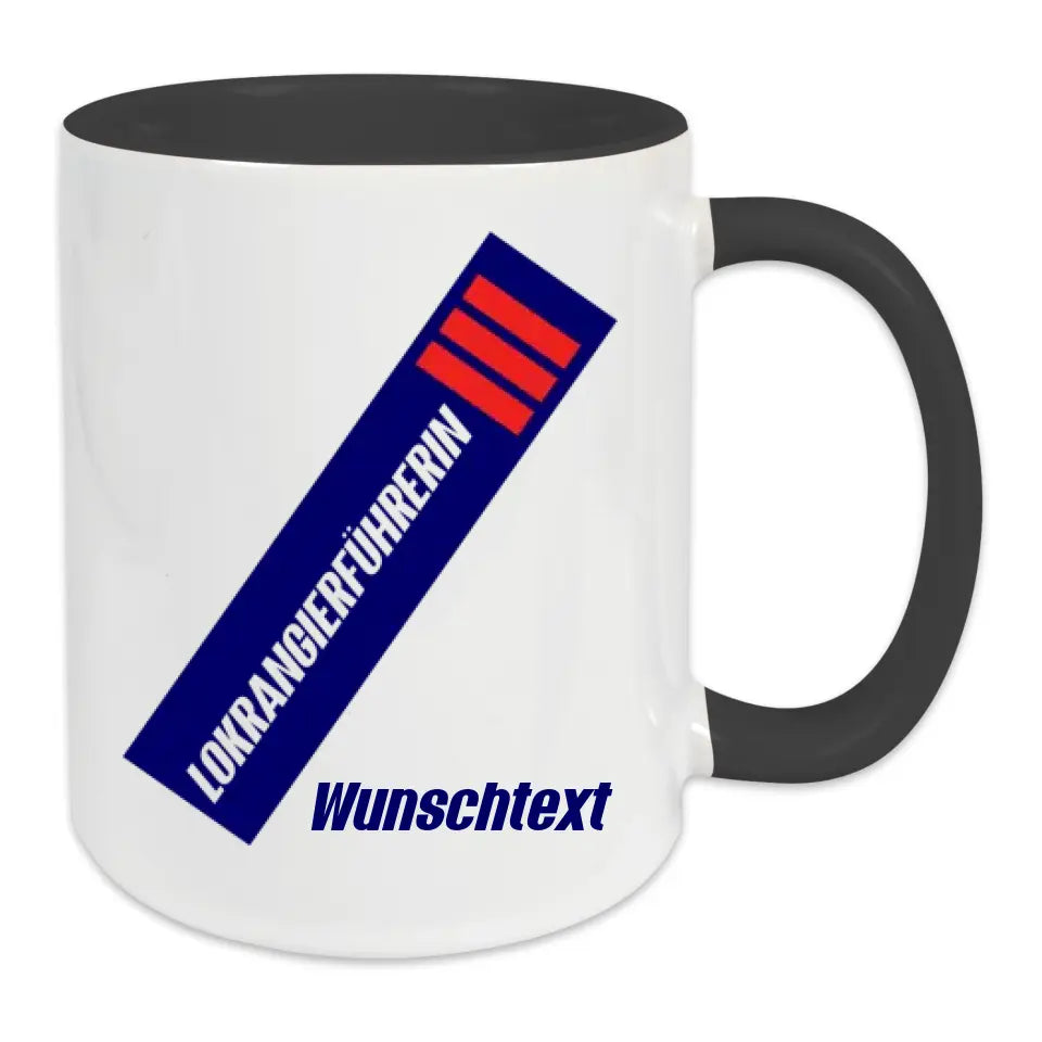 Keramik-Tasse - Lokrangierführerin in verschiedenen Farben und Kombinationen - Personalisiert