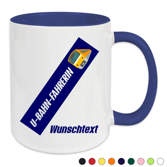 Keramik-Tasse - U-Bahn-Fahrerin in verschiedenen Farben und Kombinationen - Personalisiert