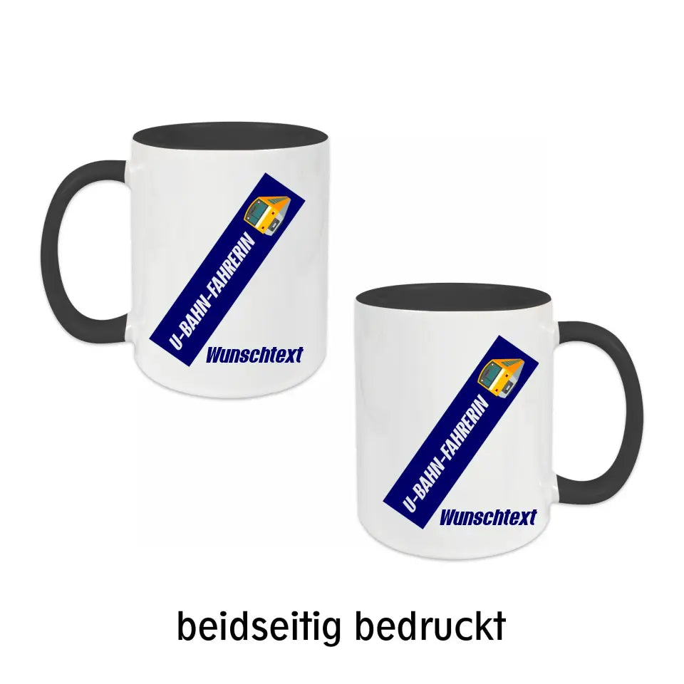 Keramik-Tasse - U-Bahn-Fahrerin in verschiedenen Farben und Kombinationen - Personalisiert