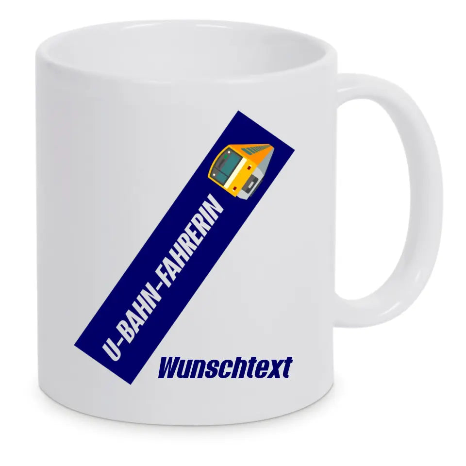 Keramik-Tasse - U-Bahn-Fahrerin in verschiedenen Farben und Kombinationen - Personalisiert