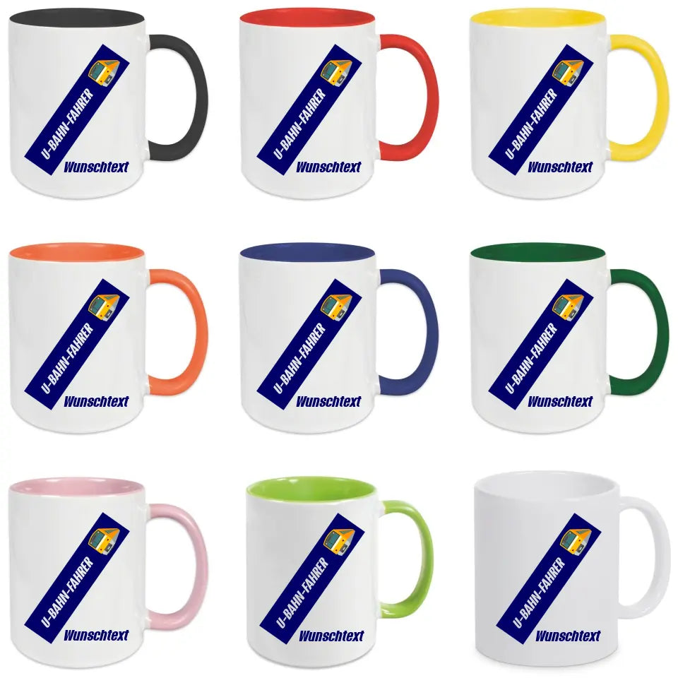 Keramik-Tasse - U-Bahn-Fahrer in verschiedenen Farben und Kombinationen - Personalisiert