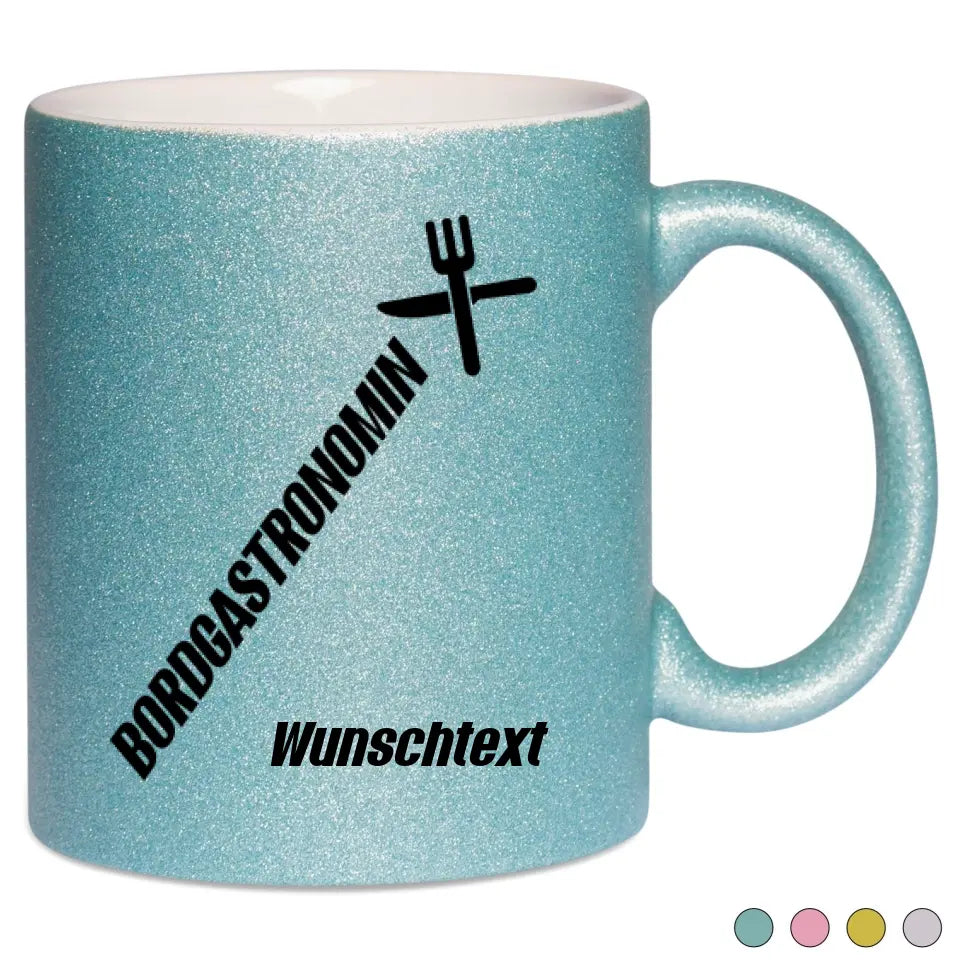 Keramik-Tasse Spark - Bordgastronomin (Messer & Gabel) in verschiedenen Varianten - Personalisiert