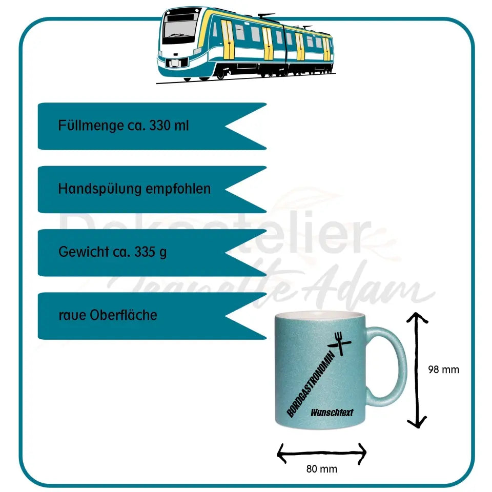 Keramik-Tasse Spark - Bordgastronomin (Messer & Gabel) in verschiedenen Varianten - Personalisiert