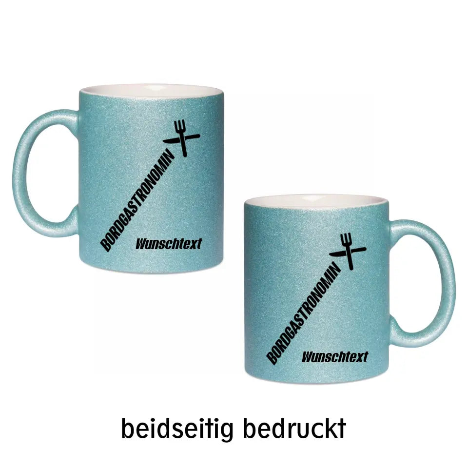 Keramik-Tasse Spark - Bordgastronomin (Messer & Gabel) in verschiedenen Varianten - Personalisiert