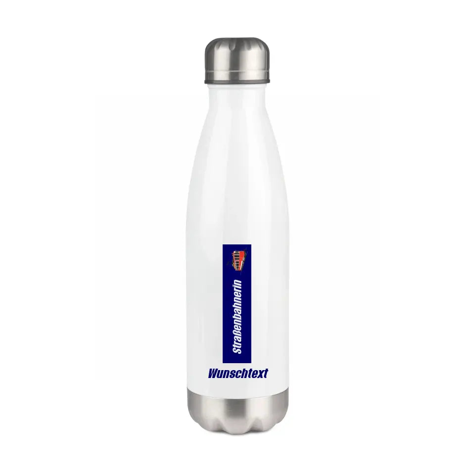 Edelstahl-Trinkflasche 500 ml - Straßenbahnerin - in verschiedenen Varianten - Personalisiert