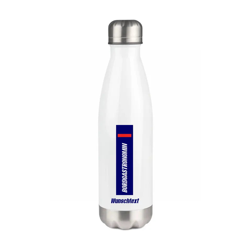 Edelstahl-Trinkflasche 750 ml - Bordgastronomin (Streifen) - in verschiedenen Varianten - Personalisiert